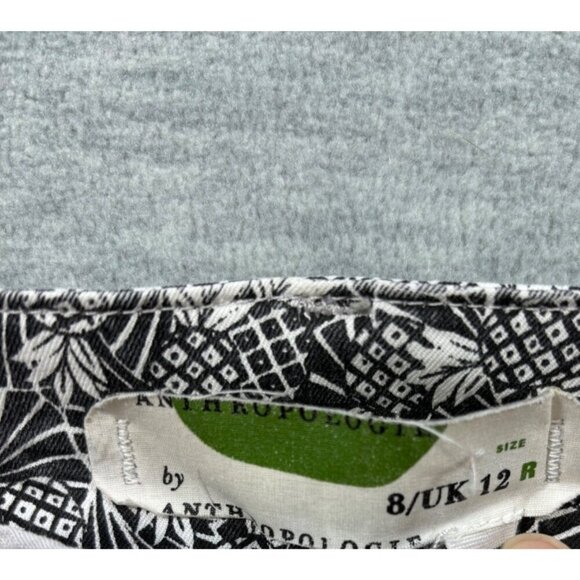 Anthropologie‎ Black & White Printed Pants Size 12 Cropped - Picture 2 of 5